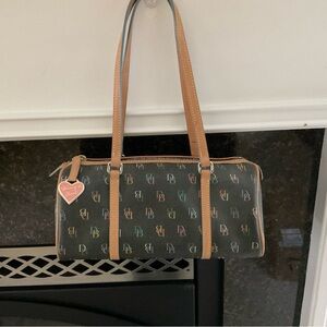 Dooney & Bourke black Shoulder Bag with Monogram Pattern with matching wallet